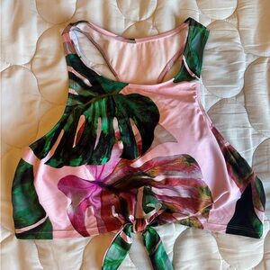 NWOT Decree bathing suit top palm print  XL